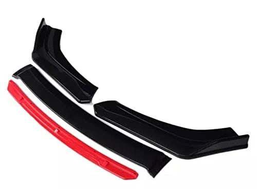 Universal 4 Pc Front Splitters with Red Lip | ABS
